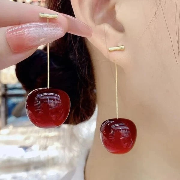 New Red Cherry Fruit Earrings, Sweet and Fashionable Women's Earrings