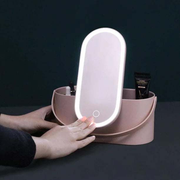 Makeup Box Travel Bag with LED Mirror