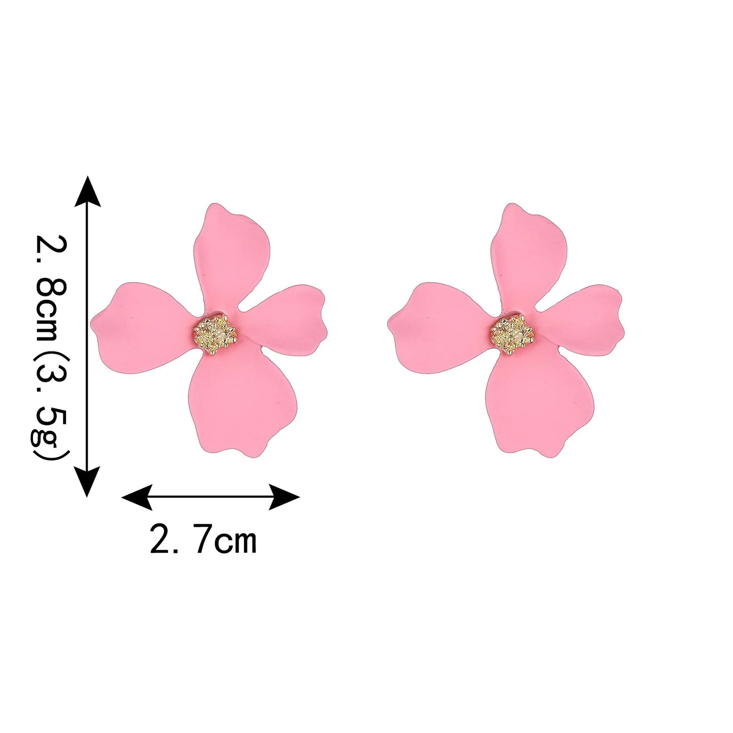 Fashion Pink Flower Drop Earrings for Women Hollow Out Leaf Dangle Earrings