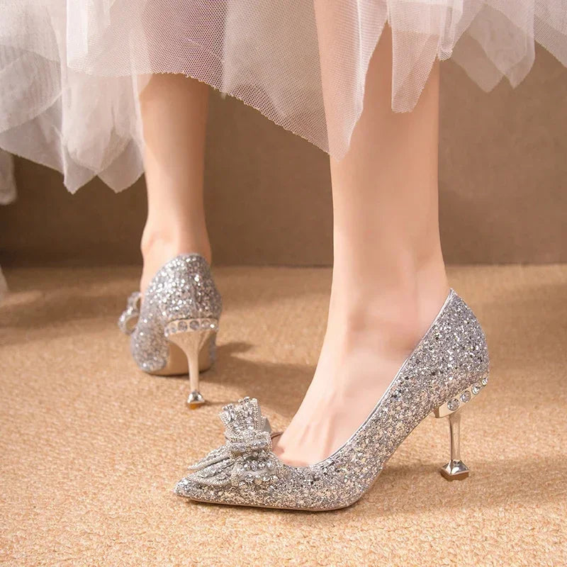 Women's Rhinestone Wedding Shoes New Year Shoes Luxury Buckle