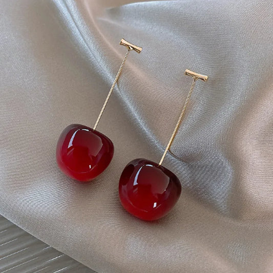 New Red Cherry Fruit Earrings, Sweet and Fashionable Women's Earrings