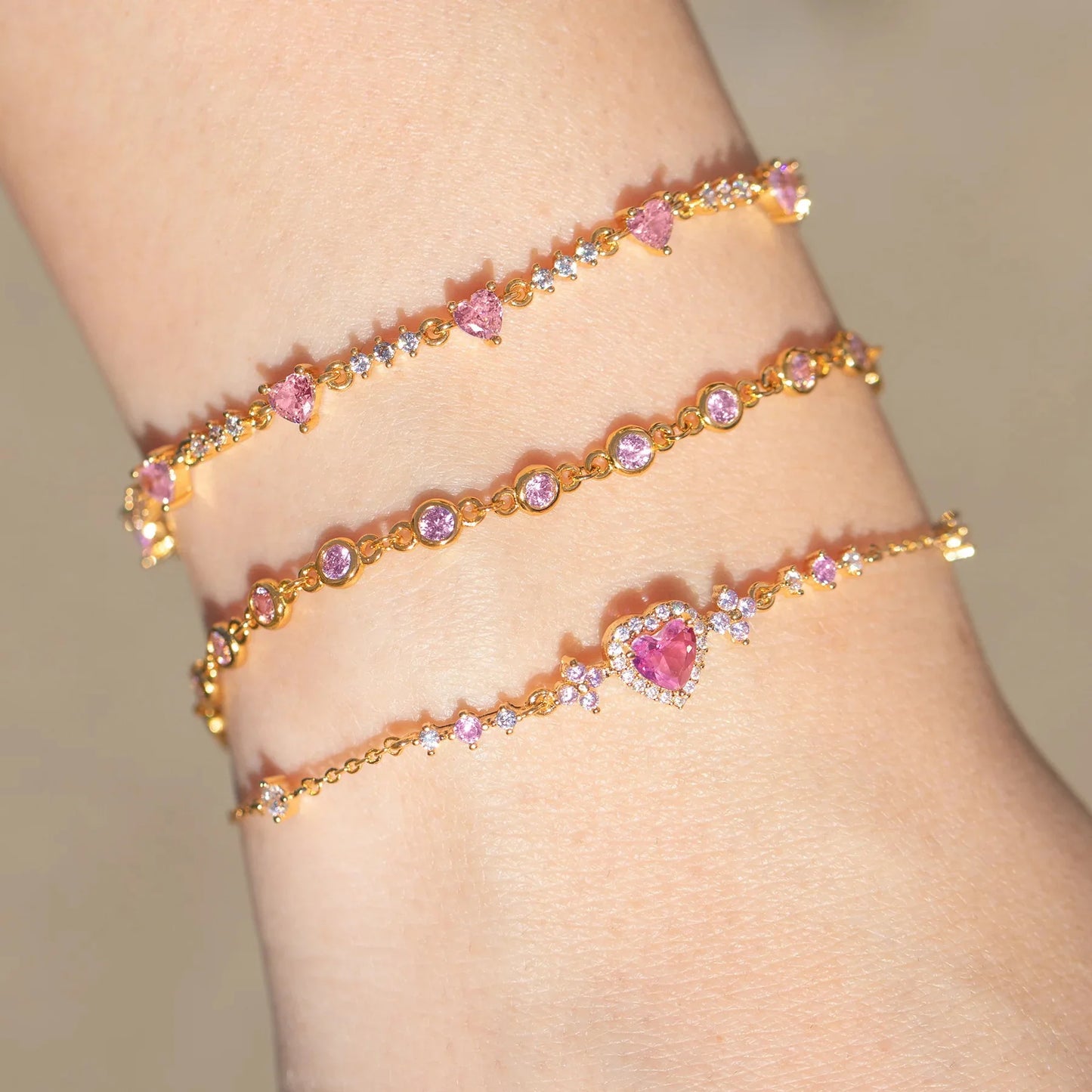 Love Knot Friendship Bracelets with White Pink Zircon - Bow Bracelet