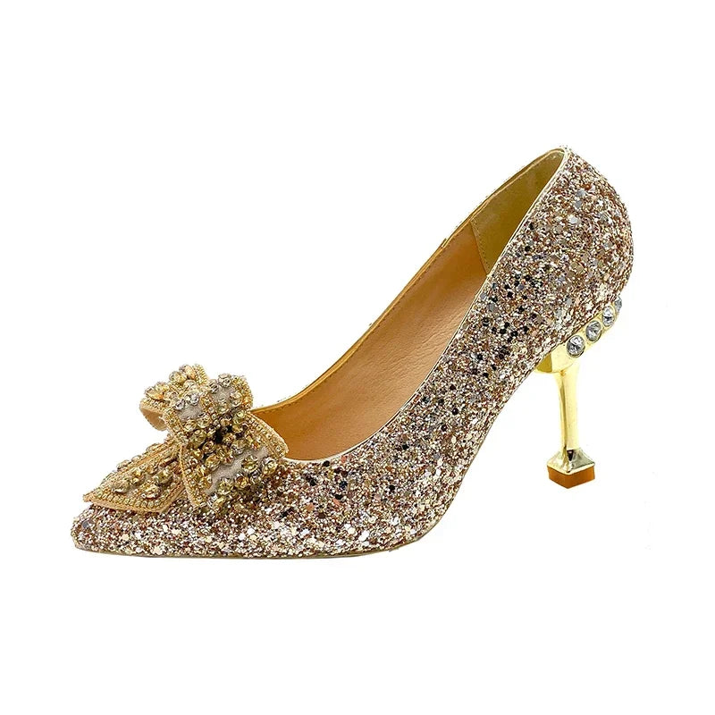 Women's Rhinestone Wedding Shoes New Year Shoes Luxury Buckle