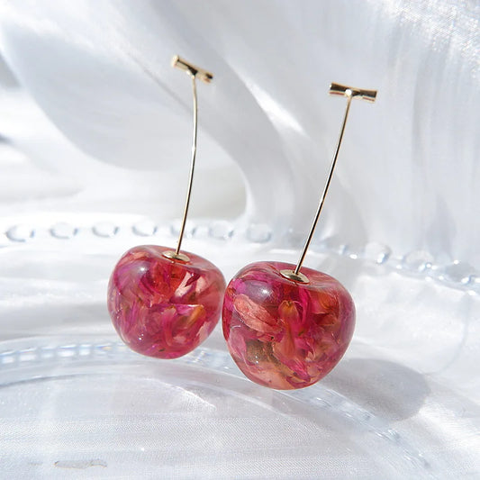 Sweet Lovely Cherry Earrings for Women Trendy Pendant Fruit Earrings Red Cherry