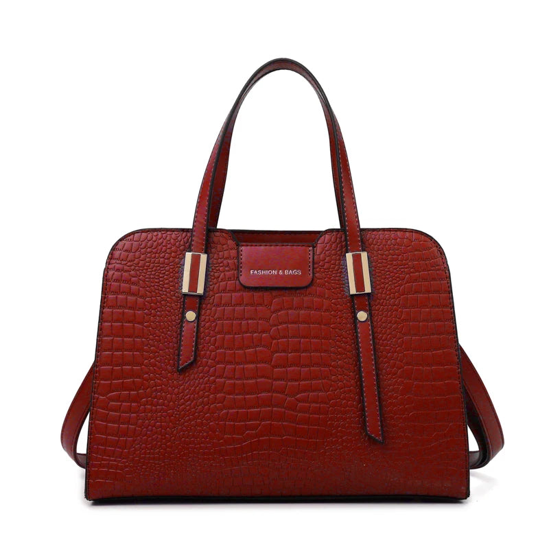 Casual Vintage Crocodile Pattern Patent Leather Luxury Handbags