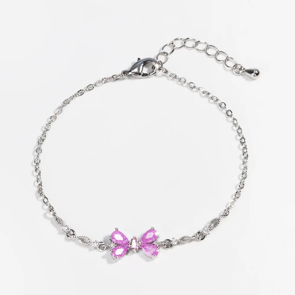 Love Knot Friendship Bracelets with White Pink Zircon - Bow Bracelet