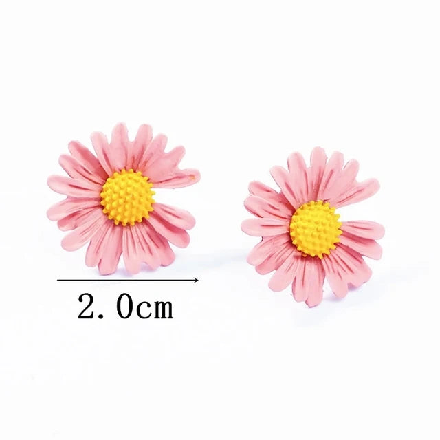 Fashion Pink Flower Drop Earrings for Women Hollow Out Leaf Dangle Earrings