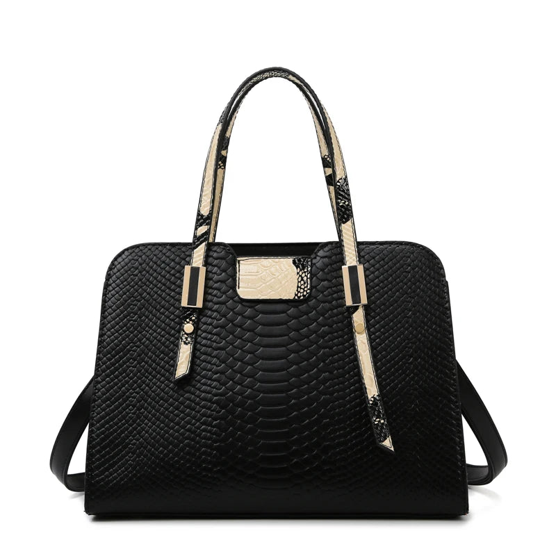 Casual Vintage Crocodile Pattern Patent Leather Luxury Handbags