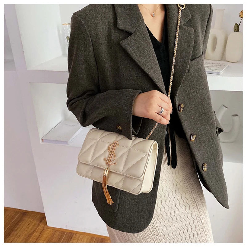 Luxury Brand Handbag Fashion Simple Tassel Square Bag Girl