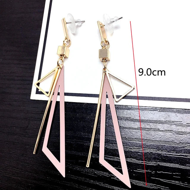 Fashion Pink Flower Drop Earrings for Women Hollow Out Leaf Dangle Earrings