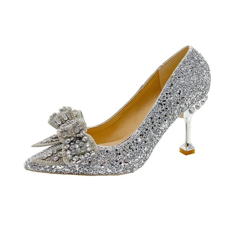 Women's Rhinestone Wedding Shoes New Year Shoes Luxury Buckle