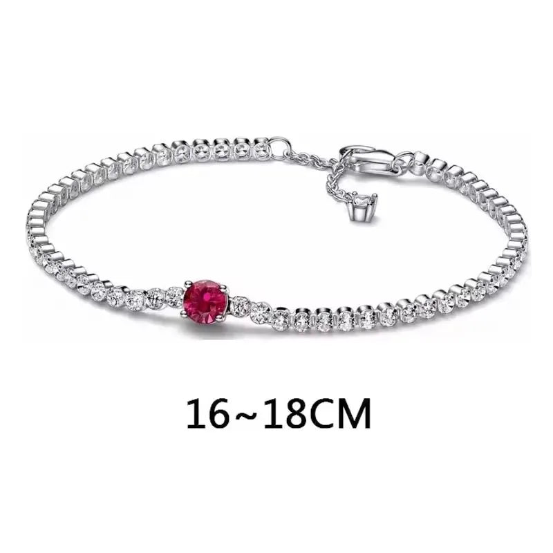 Sterling Silver Shiny Classic Red Heart-shaped Ring Necklace Bracelet