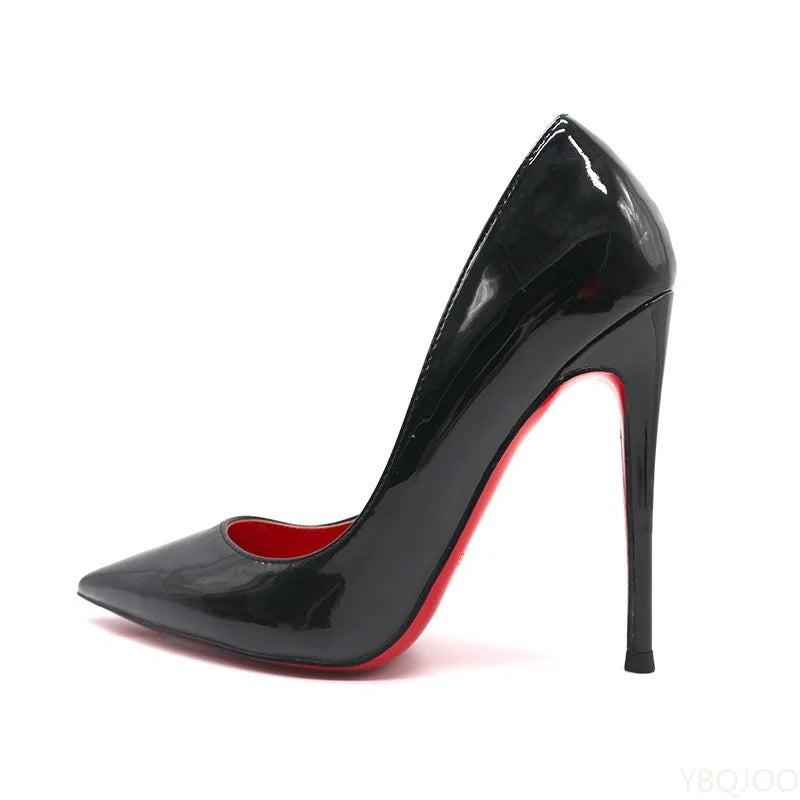 New Autumn elegant Pointed Toe Red Sole shoes Sexy Women Stilettos Black