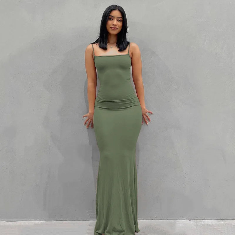 Sexy Maxi Dress for Women 2025 Autumn Backless Slim Party